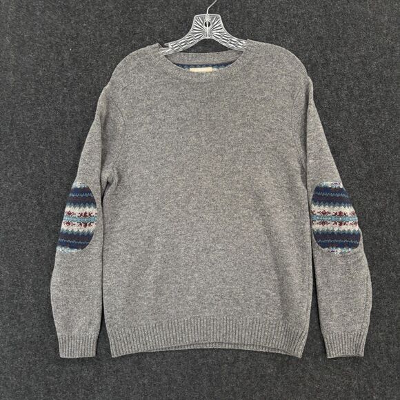 Refectory Sweater Men's Medium Gray Lambswool Elbow Patch Crewneck - Picture 1 of 7